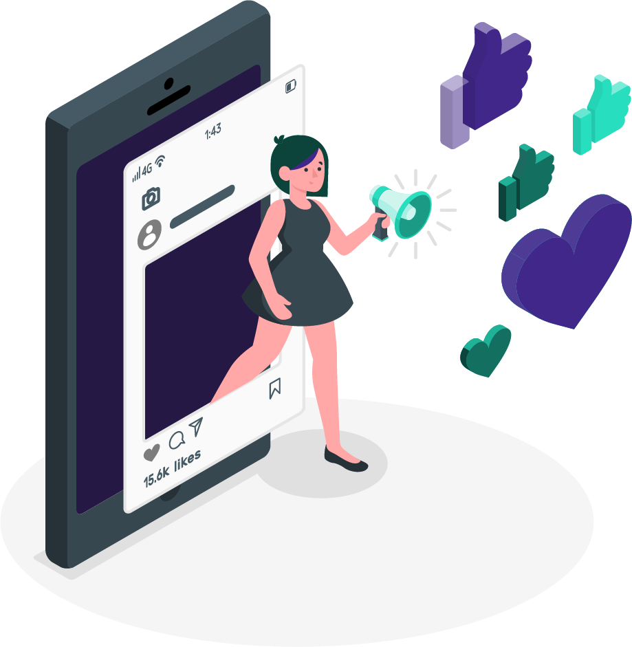 Girl with likes and followers